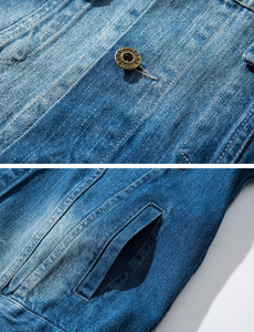 Men's <b>Slim</b> <b>Fit</b> Denim <b>Jacket</b> Casual Solid Color Washed Cotton Turn-down Collar Regular Sleeve Autumn Style Button Closure - Product Image 4