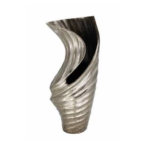 Silver Metal Reverse Vase in Cast Aluminum Short Vase Use for Bedroom Accent Living Room Office Tabletop Decor <b>Flower</b> Vase - Product Image 6