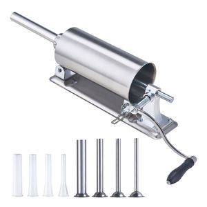 Food Grade Stainless Steel Manual Sausage Stuffer 2.5 L/6 LBS Horizontal Sausage Machine with <b>U</b> Type <b>Clamp</b> for Meat Processing - Product Image 1