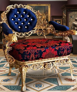 Sofá Individual de Madera Maciza Tallada a Mano de Lujo, con Asiento Acolchado Premium - Product Image 2