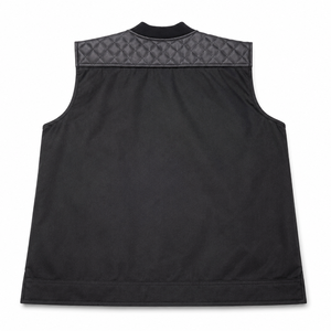 Gilet de moto unisexe personnalisé en cuir véritable, anti-rides, respirant, coupe-vent, avec col en V et fermeture éclair - Product Image 6
