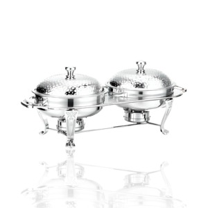 Cazuelas grandes con acabado plateado 2 en 1, perfectas para restaurantes, buffets, bodas y eventos de catering. Venta al por mayor desde India. - Product Image 1