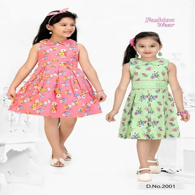 Vestido de algodón con estampado de flores para niña, bonito estampado de flores