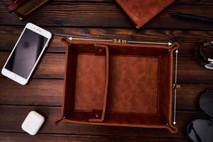 Regal Genuine <b>Leather</b> Tray Premium Quality Bedside Valet Storage Box Custom Hot Stamping Real <b>Leather</b> Tray GLTY-0020 - Product Image 3
