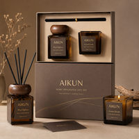 Coffret cadeau diffuseur de parfum à base de cire de soja AIKUN, noir mat moderne, avec boîte cadeau pour décoration de fêtes