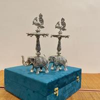 Porte-bougie en métal Elephant Samai / diya, magnifiques pots à bougies en forme d'éléphant faits à la main