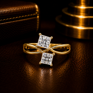 Luxury 14K Gold Toi Et Moi Ring Lab Grown Diamond Princess Cut 0.50 Carat Two Stone <b>Infinity</b> Engagement Rings Wedding Rings - Product Image 1