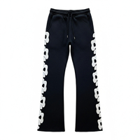 Pantalon de survêtement large pour homme, personnalisé, avec imprimé géométrique et lettres, taille mi-haute avec cordon de serrage, décontracté, 100 % polyester