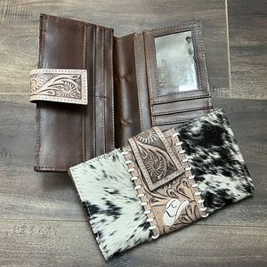 Portefeuille à deux volets bloquant la RFID pour femmes porte-cartes en cuir de vachette usiné à la main Long portefeuille marque pochette de luxe sac à main - Product Image 5