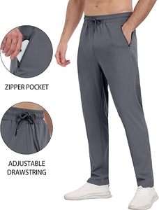 Reasonable price Men's Mid Waist Eco-Friendly Waterproof Fleece <b>Jogger</b> Pants with <b>Zip</b> <b>Pocket</b> Casual Sweatpants - Product Image 5