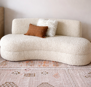Canapé 3 places en velours blanc avec cadre en bois, chaise longue et causeuse en tissu rembourré pour salon - Product Image 3