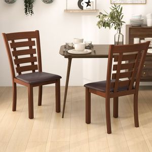 Set di 2 sedie da pranzo in legno con seduta imbottita e struttura in legno di gomma - Product Image 3