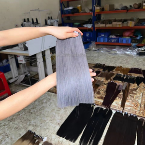 Wholesale Price Grey Color Bone Straight Raw Vietnamese Hair Virgin Human Hair Bundles Unprocessed Genius Weft With Lace Closure - Product Image 1