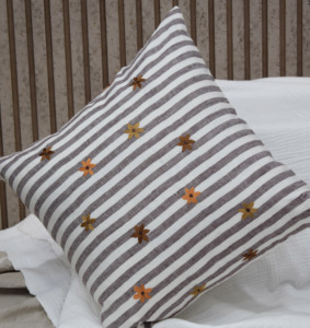 Embroidered Floral Striped 100% Pure Linen Cushion Cover Decorative <b>Throw</b> Pillow Cover Home Sofa Cushion Wholesale Manufacturer - Product Image 4