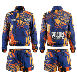 Conjunto Cortavientos para Mujer de Tela Taslan de Poliéster de 120 GSM de Calidad Premium, Diseño de Paneles Azul, Negro y Beige, Logotipo Personalizado Bordado - Product Image 3