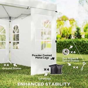 Tenda Pop-up Bianca 2,9 x 2,9 m UPF50+ con Pareti Laterali e Montaggio Rapido - Product Image 6