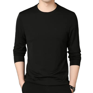 2026 Customized Top Design Men's Long Sleeve Pullover Tops 100% Cotton Woven Breathable Spring Cotton T-Shirt - Product Image 3