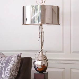 Modern Sculptural Metal Table <b>Lamp</b> Luxury home decor design Indian Exporte TBL-241 Model Shape Premium <b>Silver</b> Finish for Living - Product Image 4