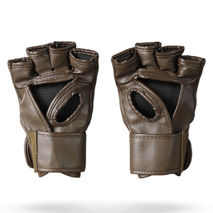 Guantes de Boxeo y MMA de Cuero Marrón de Primera Calidad, Servicio Personalizado OEM, Cierre con Cordones Transpirables - Product Image 1