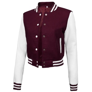 Chaqueta Varsity de Mujer, Informal, Holgada, con Estampado de Letras, de Alta Calidad, con Logotipo Personalizado al por Mayor, de Invierno, con Exterior de Cuero Genuino - Product Image 2