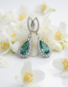 Pendientes Clásicos de Cristal con Corte de Pera, Plata 925 con Baño de Rodio, Joyería de Boda para Mujer - Product Image 3
