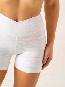 Custom Snow Grey Marl Crossover Women's Shorts High Waisted Shorts For Women Breathable And Sweat Wicking Fitness Workout Shorts - Product Image 4