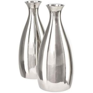 Vase trompette moderne en métal chromé argenté, grand centre de table floral pour décoration de mariage, vase à fleurs de luxe pour événements et fêtes - Product Image 3