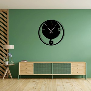 Horloge ronde minimaliste en métal noir fini, idéale pour le salon et le bureau, crée un look mural élégant et organisé, en provenance d'Inde. - Product Image 2