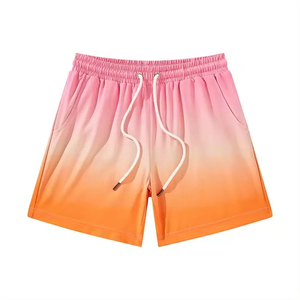 Shorts en velours côtelé 100 % polyester pour homme, confortables et élégants, motif losanges, rouge vif et noir, taille élastique, couleur unie, pour la gym et la course à pied - Product Image 1