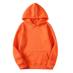 Sweat-shirt à capuche orange pour homme, couleur unie, décontracté, tricoté, pour l'automne, respirant, coupe ample, tissu en molleton français - Product Image 2