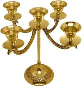 Lampe à huile artisanale en laiton Bold Blossom avec éteignoir |   Porte-bougie décoratif religieux pour mariage |   Directement de l'usine - Product Image 2
