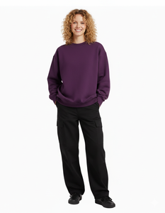 Pull molletonné décontracté en coton, coupe oversize, col montant imprimé sur le devant, séchage rapide, anti-plis, idéal pour l'hiver - Product Image 1