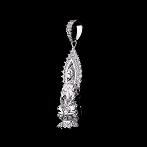 Pendentif Bouddha en diamant rond cultivé en laboratoire certifié IGI, en argent sterling 925 massif, pendentif religieux pour hommes et femmes - Product Image 3