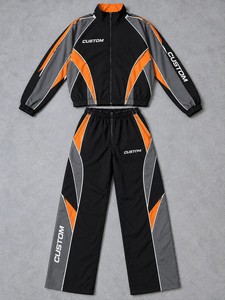 Conjunto Deportivo de Chaqueta y Pantalones con Capucha para Hombre, Estilo Urbano, en Tela de Poliéster/Nylon Sólida, para Minoristas de Ropa Deportiva, Venta al Por Mayor - Product Image 6