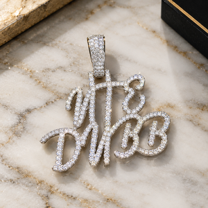 SHRAMAN DIAMOND Trendy 925 Silver Rhodium Plated Custom Iced Cursive Initial Name Necklace Moissanite Pendant Charms Unisex Fine - Product Image 3
