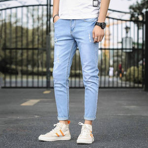 Jeans pour hommes en coton, coupe droite, décontractés, déchirés, style skinny, vente en gros du Pakistan - Product Image 3