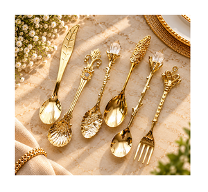<b>Vintage</b> Design Gold Color <b>Cutlery</b> <b>Set</b> With Greatest Quality Metal Spoons Fork Flatware <b>Cutlery</b> <b>Set</b> By Home Arts - Product Image 1