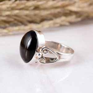 SHYAM JEWELRY 925 Sterling <b>Silver</b> Brown Smokey Quartz Oval Boho & Hippie Unisex Bezel Setting <b>Solitaire</b> <b>Ring</b> Classic Glamour - Product Image 3