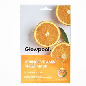 Masque facial - GLOWPOOL Korean K-Beauty Glowful Orange Vitamin SheetMask Fabriqué en Corée, produits de soin de la peau du visage en feuille. - Product Image 1