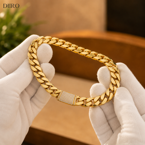 Collar de Cadena Cubana Chapado en Oro de 10K para Hombre con Cierre de Moissanita, Joyería de Diamantes de Corte Redondo Estilo Hip Hop - Product Image 5
