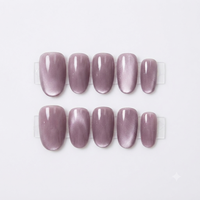 Acrylique Court Ellipse Lumière Mauve Doux Féminin Style Lavande Sérénade Doigt Conception Pré-conçue