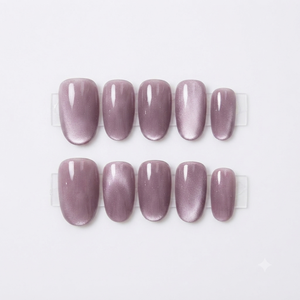 Acrílico corto elipse luz malva suave estilo femenino lavanda Serenata dedo diseño prediseñado - Product Image 1