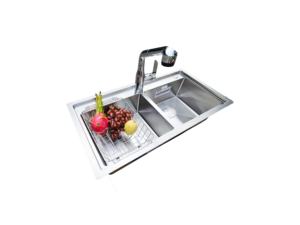 SM 8648 Top-mount fait à la main Double bol cuisine en acier inoxydable de haute qualité pour la Distribution en gros Vietnam usine directe - Product Image 6