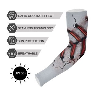 Printed Sublimation Transfer Print <b>Compression</b> <b>Arm</b> <b>Sleeve</b> UPF50+ Breathable Sun Protection Unisex Ice Silk Seamless Cooling Long - Product Image 5