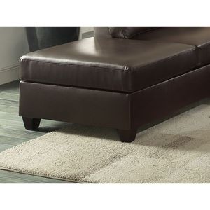 ชุดโซฟาปรับเปลี่ยนได้ 3 ชิ้น สไตล์ร่วมสมัย หุ้มหนังเทียมสีเอสเพรสโซ พร้อมเก้าอี้ยาวและออตโตมัน เฟอร์นิเจอร์ห้องนั่งเล่นทันสมัย - Product Image 4