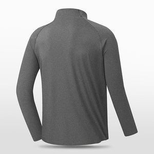 Sweat-shirt à col zippé noir uni pour homme, idéal pour l'automne, avec logo personnalisé, en polyester/coton, haut d'entraînement athlétique - Product Image 6