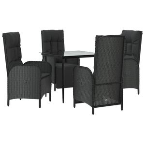 Set da Pranzo da Giardino in Rattan Nero per 4 Persone, Resistente alle Intemperie, Arredamento da Esterno - Product Image 3