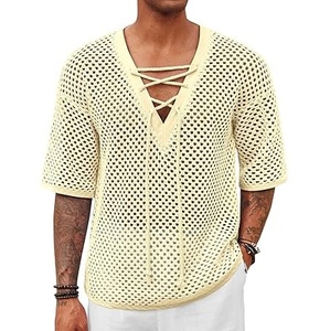 Drop Shoulder <b>Fishnet</b> Sheer Mesh T Shirt See Through Summer Wear Drop Shoulder Casual Gym Workout Tees Mesh Shirts Breathable - Product Image 1