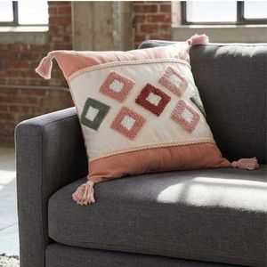 Best Price Bohemian Embroidered <b>Throw</b> Pillow Square Geometric Pattern Pink Green <b>Red</b> Tassels Decorative Cushion Cover - Product Image 3