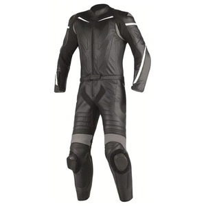 Traje de Motociclismo de Cuero para Hombre, Manga Larga, Negro con Detalles Grises, Resistente al Viento, Protección para Todas las Estaciones, Nuevo, Personalizable - Product Image 1